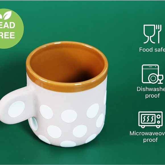 KAKI Espresso Cups Set of 2-3 Ounce Clay Espresso Cups Pink with White Polka Dot - Picture 5 of 6